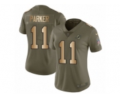 Women Nike Miami Dolphins #11 DeVante Parker Limited Olive Gold 2017 Salute to Service NFL Jersey