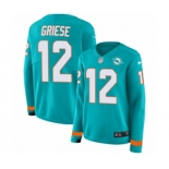 Women Nike Miami Dolphins #12 Bob Griese Limited Aqua Therma Long Sleeve NFL Jersey