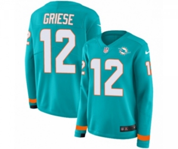 Women Nike Miami Dolphins #12 Bob Griese Limited Aqua Therma Long Sleeve NFL Jersey