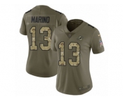 Women Nike Miami Dolphins #13 Dan Marino Limited Olive Camo 2017 Salute to Service NFL Jersey