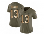 Women Nike Miami Dolphins #13 Dan Marino Limited Olive Gold 2017 Salute to Service NFL Jersey