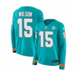 Women Nike Miami Dolphins #15 Albert Wilson Limited Aqua Therma Long Sleeve NFL Jersey