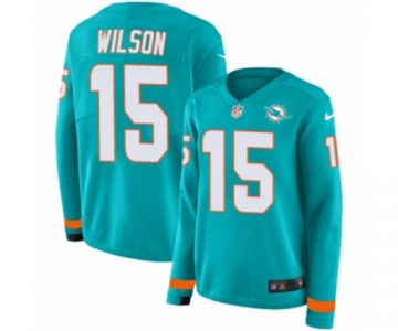 Women Nike Miami Dolphins #15 Albert Wilson Limited Aqua Therma Long Sleeve NFL Jersey