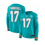 Women Nike Miami Dolphins #17 Ryan Tannehill Limited Aqua Therma Long Sleeve NFL Jersey