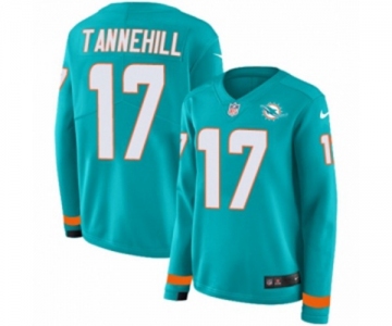 Women Nike Miami Dolphins #17 Ryan Tannehill Limited Aqua Therma Long Sleeve NFL Jersey