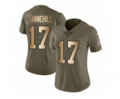 Women Nike Miami Dolphins #17 Ryan Tannehill Limited Olive Gold 2017 Salute to Service NFL Jersey