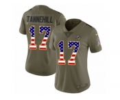 Women Nike Miami Dolphins #17 Ryan Tannehill Limited Olive USA Flag 2017 Salute to Service NFL Jersey