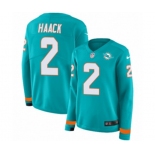 Women Nike Miami Dolphins #2 Matt Haack Limited Aqua Therma Long Sleeve NFL Jersey