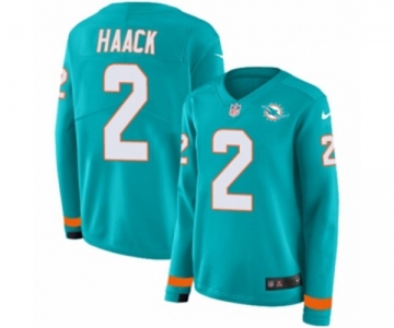 Women Nike Miami Dolphins #2 Matt Haack Limited Aqua Therma Long Sleeve NFL Jersey