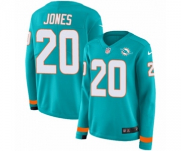 Women Nike Miami Dolphins #20 Reshad Jones Limited Aqua Therma Long Sleeve NFL Jersey