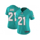 Women Nike Miami Dolphins #21 Frank Gore Aqua Green Team Color Stitched NFL Vapor Untouchable Limited Jersey