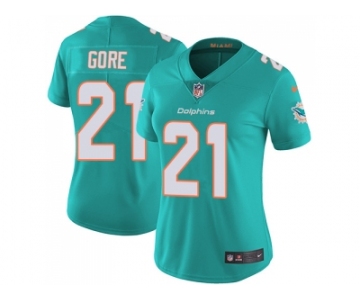 Women Nike Miami Dolphins #21 Frank Gore Aqua Green Team Color Stitched NFL Vapor Untouchable Limited Jersey