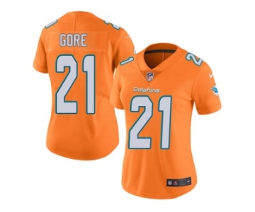 Women Nike Miami Dolphins #21 Frank Gore Orange Stitched NFL Limited Rush Jersey