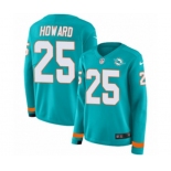 Women Nike Miami Dolphins #25 Xavien Howard Limited Aqua Therma Long Sleeve NFL Jersey