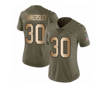 Women Nike Miami Dolphins #30 Cordrea Tankersley Limited Olive Gold 2017 Salute to Service NFL Jersey