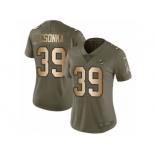 Women Nike Miami Dolphins #39 Larry Csonka Limited Olive Gold 2017 Salute to Service NFL Jersey