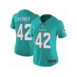 Women Nike Miami Dolphins #42 Alterraun Verner Aqua Green Team Color Vapor Untouchable Limited Player NFL Jersey