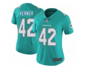 Women Nike Miami Dolphins #42 Alterraun Verner Aqua Green Team Color Vapor Untouchable Limited Player NFL Jersey