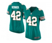 Women Nike Miami Dolphins #42 Alterraun Verner Game Aqua Green Alternate NFL Jersey