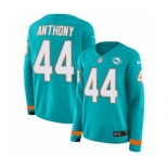 Women Nike Miami Dolphins #44 Stephone Anthony Limited Aqua Therma Long Sleeve NFL Jersey