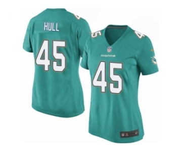 Women Nike Miami Dolphins #45 Mike Hull Game Aqua Green Team Color NFL Jersey