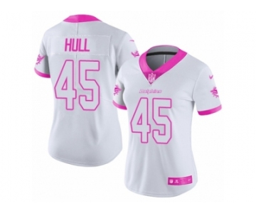 Women Nike Miami Dolphins #45 Mike Hull Limited White Pink Rush Fashion NFL Jersey