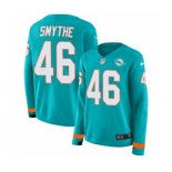 Women Nike Miami Dolphins #46 Durham Smythe Limited Aqua Therma Long Sleeve NFL Jersey