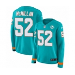 Women Nike Miami Dolphins #52 Raekwon McMillan Limited Aqua Therma Long Sleeve NFL Jersey