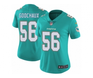 Women Nike Miami Dolphins #56 Davon Godchaux Aqua Green Team Color Vapor Untouchable Limited Player NFL Jersey