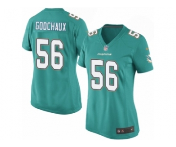 Women Nike Miami Dolphins #56 Davon Godchaux Game Aqua Green Team Color NFL Jersey