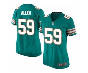 Women Nike Miami Dolphins #59 Chase Allen Game Aqua Green Alternate NFL Jersey