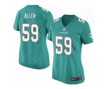 Women Nike Miami Dolphins #59 Chase Allen Game Aqua Green Team Color NFL Jersey