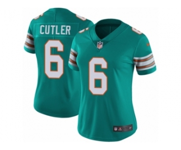 Women Nike Miami Dolphins #6 Jay Cutler Aqua Green Alternate Vapor Untouchable Limited Player NFL Jersey