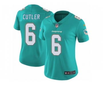 Women Nike Miami Dolphins #6 Jay Cutler Aqua Green Team Color Vapor Untouchable Limited Player NFL Jersey