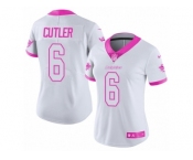 Women Nike Miami Dolphins #6 Jay Cutler Limited White Pink Rush Fashion NFL Jersey