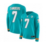 Women Nike Miami Dolphins #7 Jason Sanders Limited Aqua Therma Long Sleeve NFL Jersey