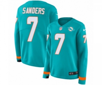 Women Nike Miami Dolphins #7 Jason Sanders Limited Aqua Therma Long Sleeve NFL Jersey