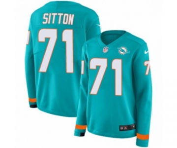 Women Nike Miami Dolphins #71 Josh Sitton Limited Aqua Therma Long Sleeve NFL Jersey