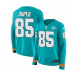 Women Nike Miami Dolphins #85 Mark Duper Limited Aqua Therma Long Sleeve NFL Jersey