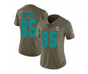 Women Nike Miami Dolphins #85 Mark Duper Limited Olive 2017 Salute to Service NFL Jersey