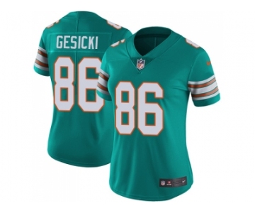 Women Nike Miami Dolphins #86 Mike Gesicki Aqua Green Alternate Stitched NFL Vapor Untouchable Limited Jersey