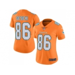 Women Nike Miami Dolphins #86 Mike Gesicki Orange Stitched NFL Limited Rush Jersey