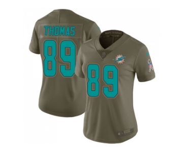 Women Nike Miami Dolphins #89 Julius Thomas Olive Stitched NFL Limited 2017 Salute to Service Jersey