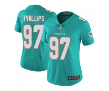 Women Nike Miami Dolphins #97 Jordan Phillips Aqua Green Team Color Stitched NFL Vapor Untouchable Limited Jersey