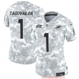 Women's Miami Dolphins #1 Tua Tagovailoa 2024 F.U.S.E Arctic Camo Salute To Service Limited Stitched Football Jersey