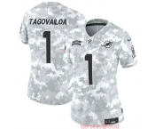 Women's Miami Dolphins #1 Tua Tagovailoa 2024 F.U.S.E Arctic Camo Salute To Service Limited Stitched Football Jersey