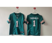 Women's Miami Dolphins #1 Tua Tagovailoa Aqua F.U.S.E Vapor Untouchable Stitched Jersey