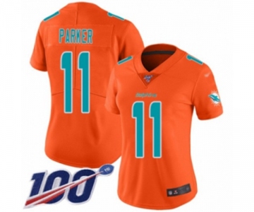 Women's Miami Dolphins #11 DeVante Parker Limited Orange Inverted Legend 100th Season Football Jersey