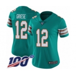 Women's Miami Dolphins #12 Bob Griese Aqua Green Alternate Vapor Untouchable Limited Player 100th Season Football Jersey