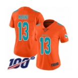 Women's Miami Dolphins #13 Dan Marino Limited Orange Inverted Legend 100th Season Football Jersey